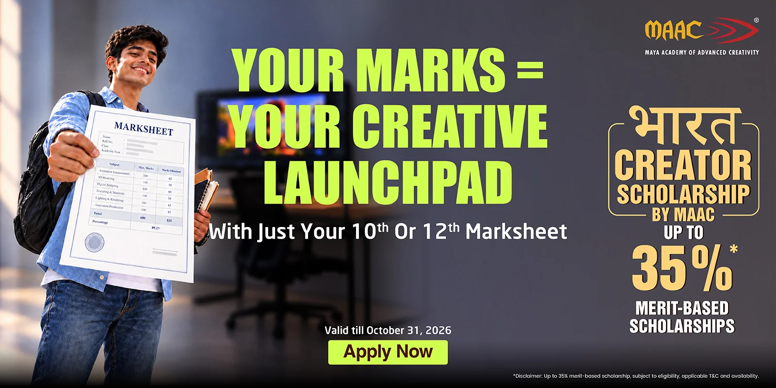 Bharat Creator Scholarship by MAAC HSR Layout - Up to 35% Merit Scholarship